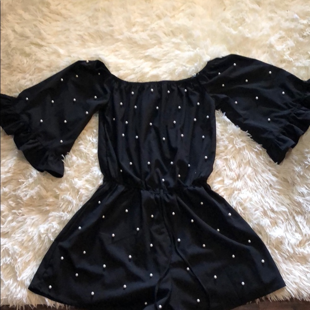 Fashion Nova Pearl Off the shoulders Romper.